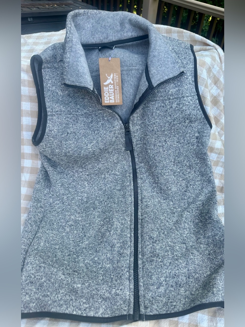 NWT Eddie Bauer Men’s Fleece Vest – Medium – Heather Gray Full Zip